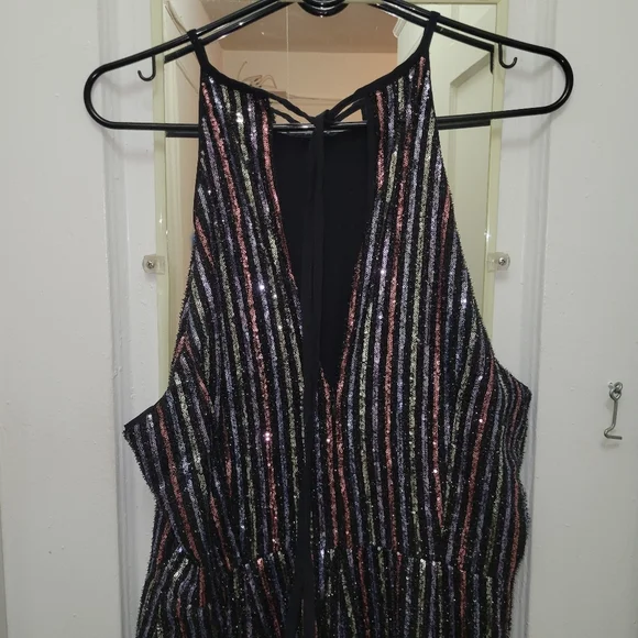 Maeve By Anthropologie Disco Halter Wide Leg Sequin Party Jumpsuit US 14 NWOT - Picture 4 of 8